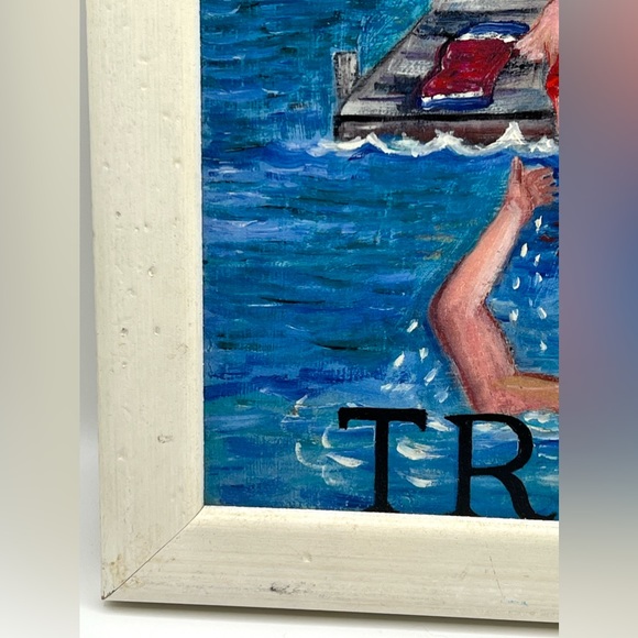 VTG Melissa McLeod TRUST Print in White Wood Distressed Frame 10x10 in - Picture 8 of 14